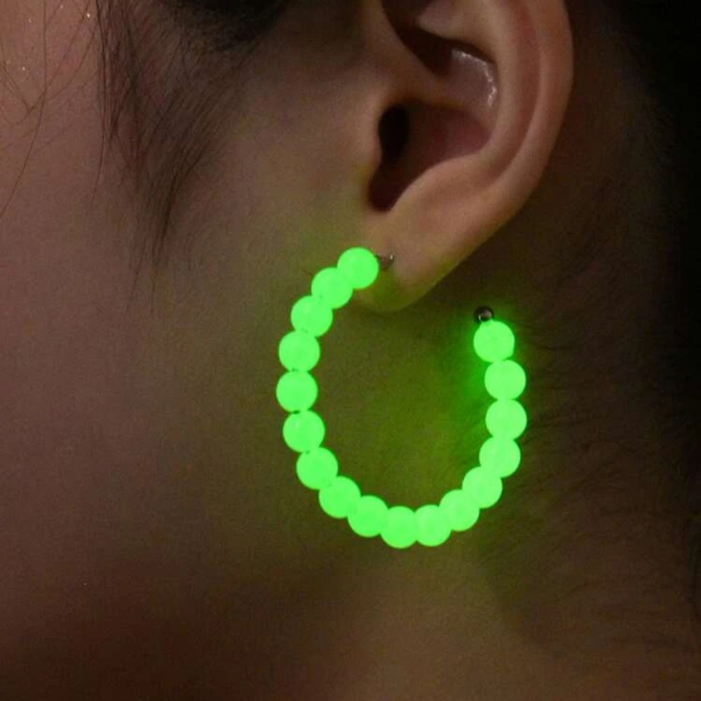 ⭐️ Awesome Beaded Luminous Glow In The Dark Hoop Earrings ⭐️